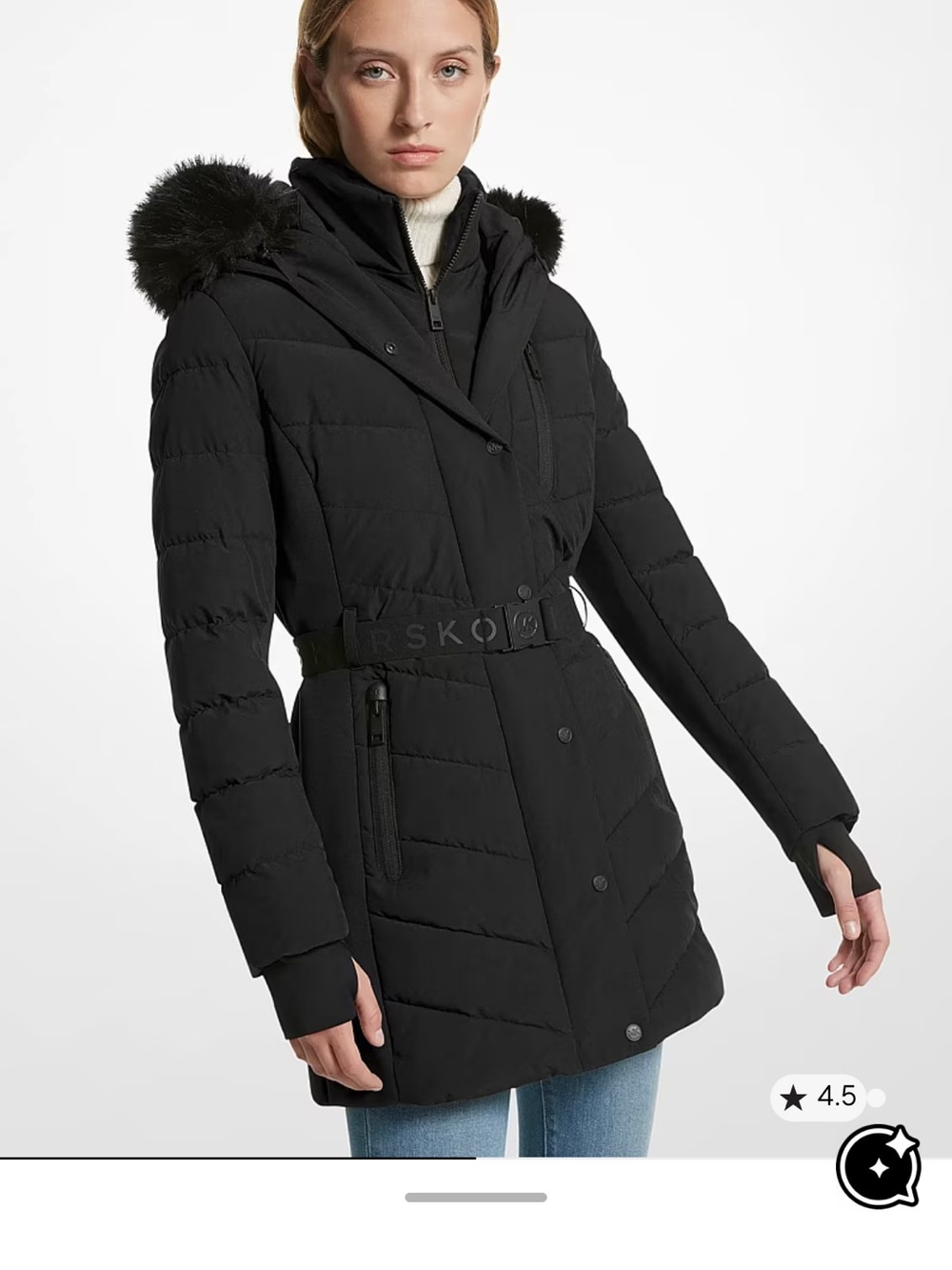 Michael Kors Faux Fur Trim Quilted Puffer Coat